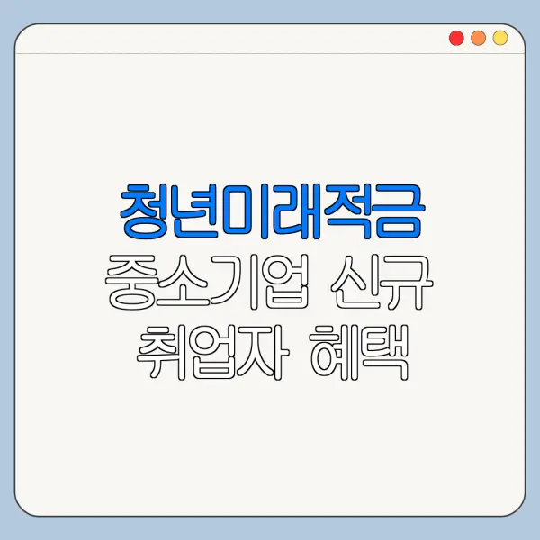 청년미래적금 중소기업 신규 취업자 혜택 정리