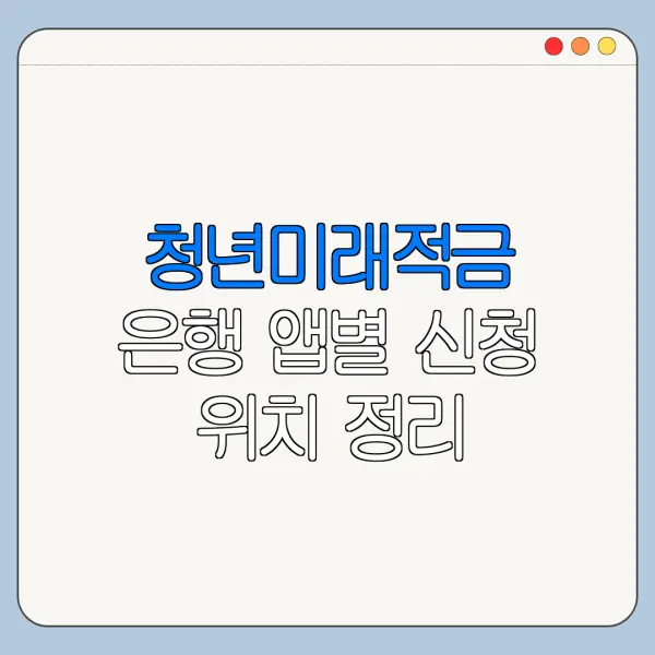 청년미래적금 은행 앱별 신청 위치 정리