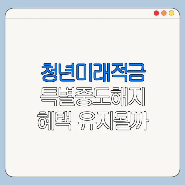 청년미래적금 특별중도해지 혜택 유지될까