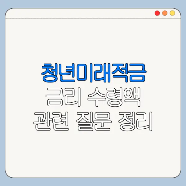 청년미래적금 금리 수령액 관련 질문 정리