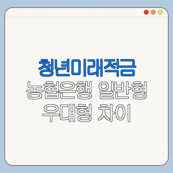 청년미래적금 농협은행 일반형 우대형 차이