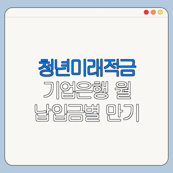 청년미래적금 기업은행 월 납입금별 만기 수령액