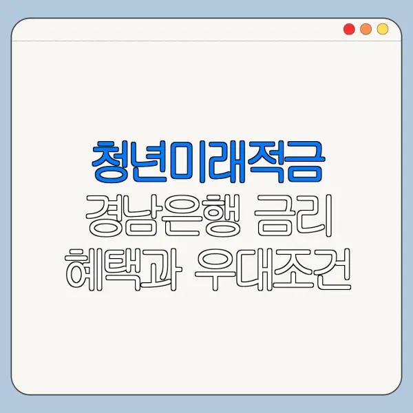 청년미래적금 경남은행 금리 혜택과 우대조건