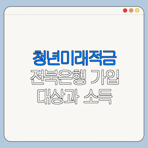 청년미래적금 전북은행 가입 대상과 소득 조건