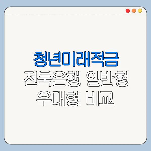 청년미래적금 전북은행 일반형 우대형 비교