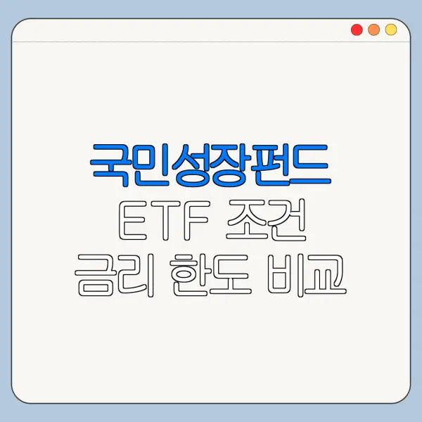 국민성장펀드 ETF 조건 금리 한도 비교 총정리