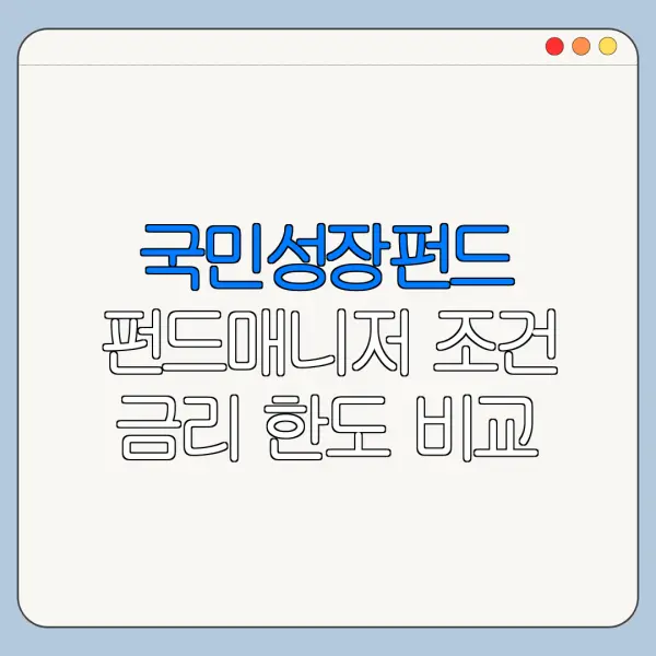 국민성장펀드 펀드매니저 조건 금리 한도 비교 총정리