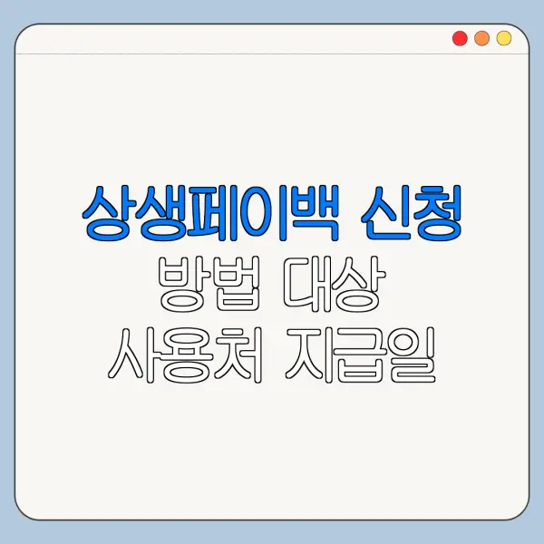 상생페이백 신청 방법 대상 사용처 지급일 총정리