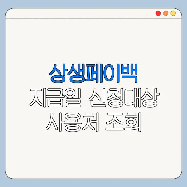 상생페이백 지급일 신청대상 사용처 조회 방법