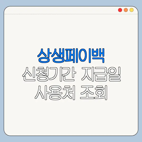 상생페이백 신청기간 지급일 사용처 조회