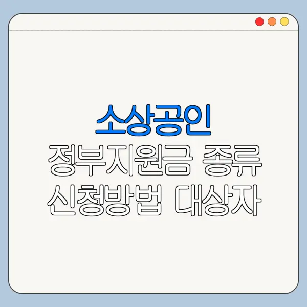 소상공인 정부지원금 종류 신청방법 대상자 조회