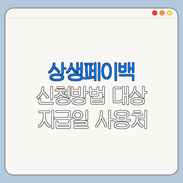 상생페이백 신청방법 대상 지급일 사용처 정리