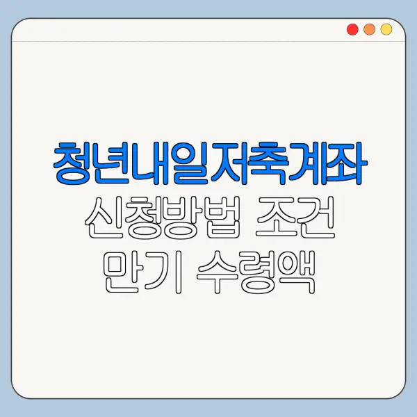 청년내일저축계좌 신청방법 조건 만기 수령액