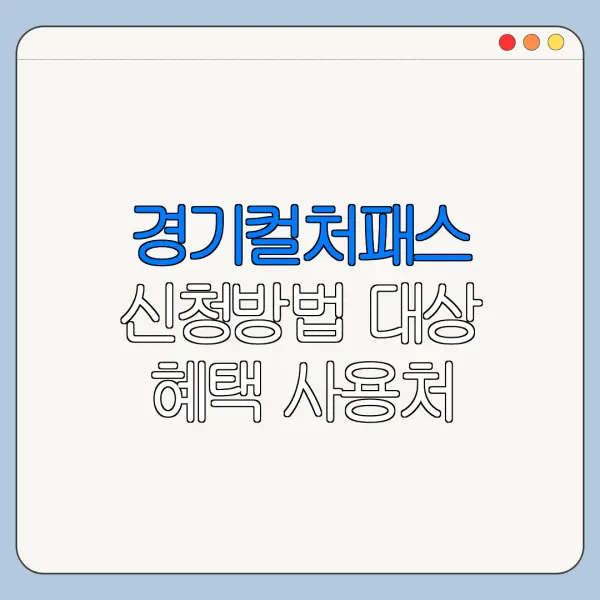 경기컬처패스 신청방법 대상 혜택 사용처