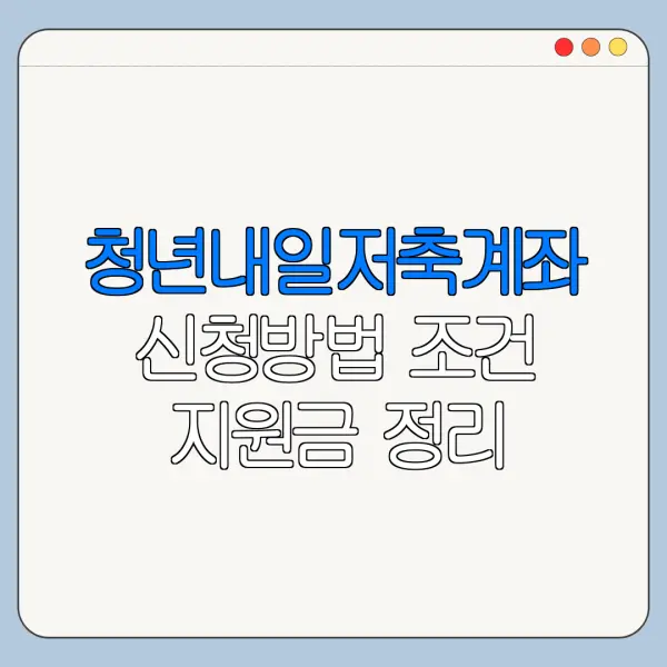 청년내일저축계좌 신청방법 조건 지원금 정리