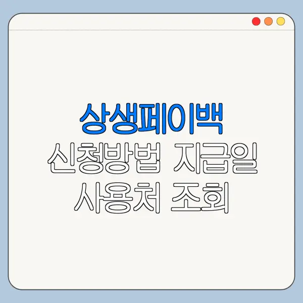 상생페이백 신청방법 지급일 사용처 조회
