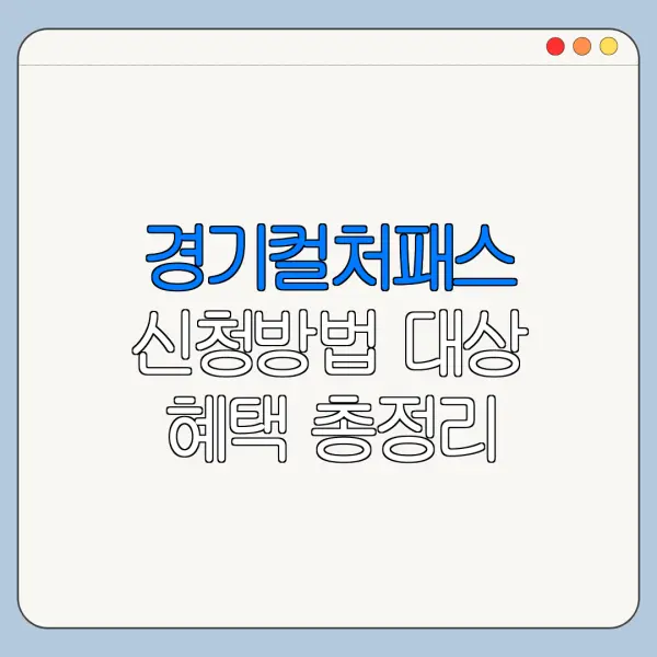 경기컬처패스 신청방법 대상 혜택 총정리