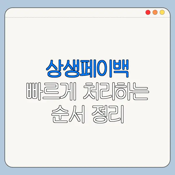 상생페이백 빠르게 처리하는 순서 정리