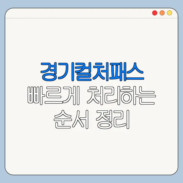 경기컬처패스 빠르게 처리하는 순서 정리